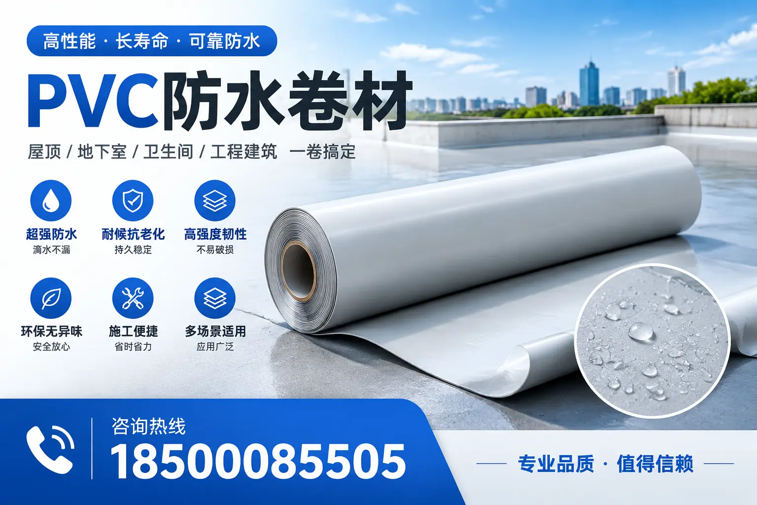 PVC防水卷材的防水效果评测,适合龙岩的科学依据